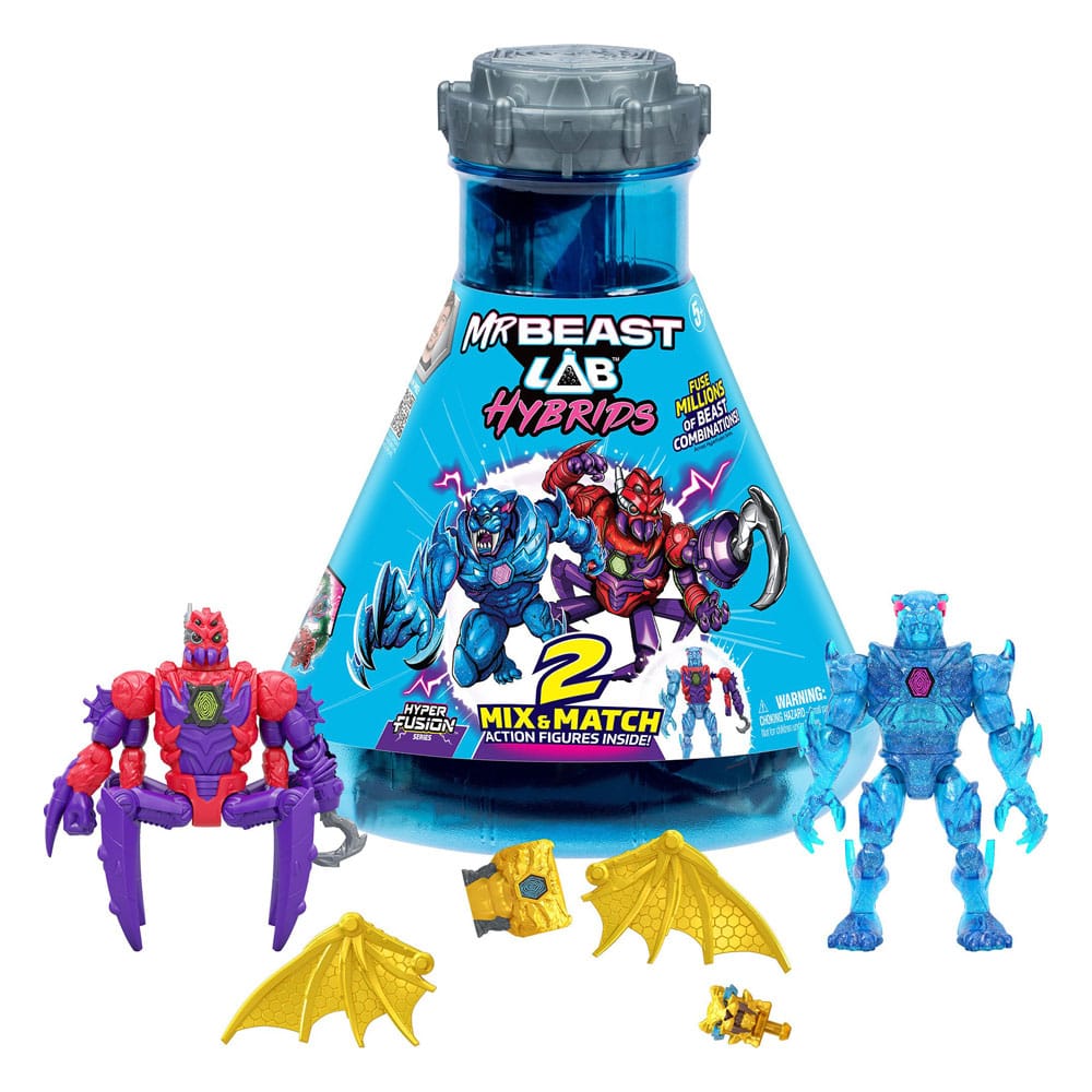 Moose Toys Mr. Beast Lab Hybrids Series 2 Mini figurky 2er-Pack Spider vs Energy Panther 11 cm
