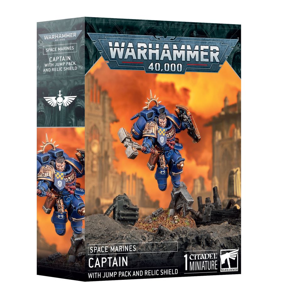 Games Workshop Warhammer 40.000 - minifigurka - Space Marines - Captain with Jump Pack and Relic Shield