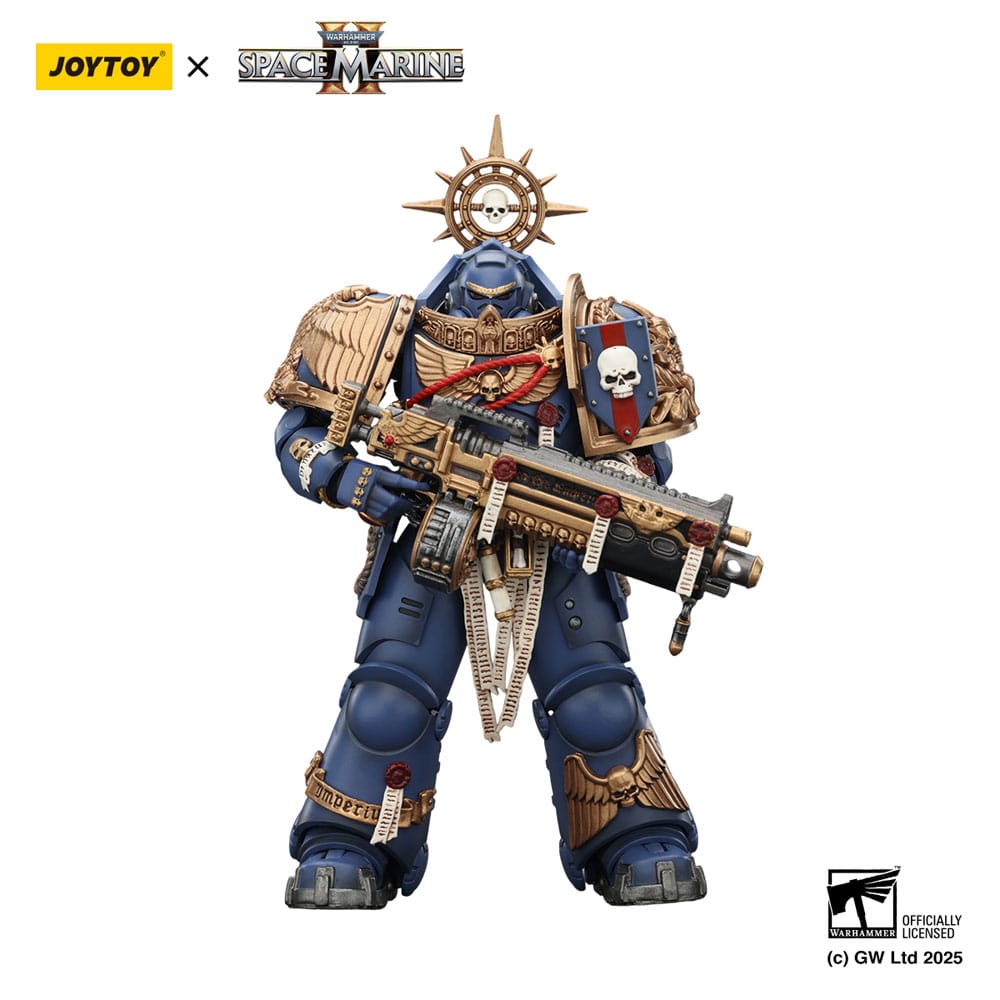 Joy Toy (CN) Warhammer 40,000: Space Marine 2 akční figurka Ultramarines Heavy Relic Primus Armor with Heavy Relic Bolt Rifle 13 cm