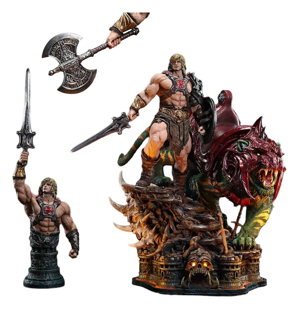 Prime 1 Studio Masters of the Universe Real Elite Masterline Series soška 1/4 He-Man & Battle Cat Ultimate Bonus Version 86 cm