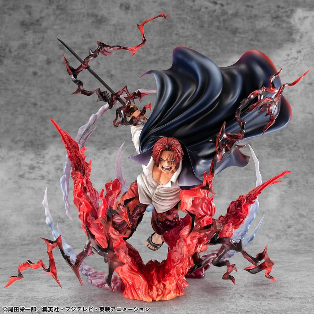 Megahouse One Piece P.O.P SA-MAXIMUM PVC soška Leader of Red Hair Pirates Red-Haired Shanks Kamusari 25 cm