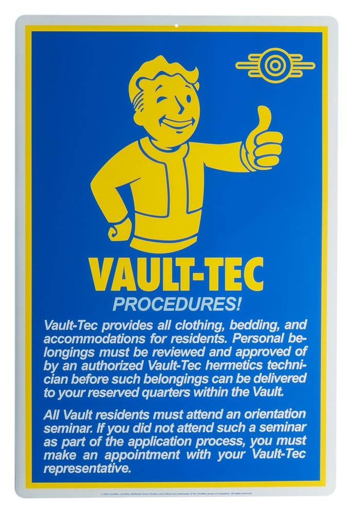 Trick Or Treat Studios Fallout plechový nápis Procedures