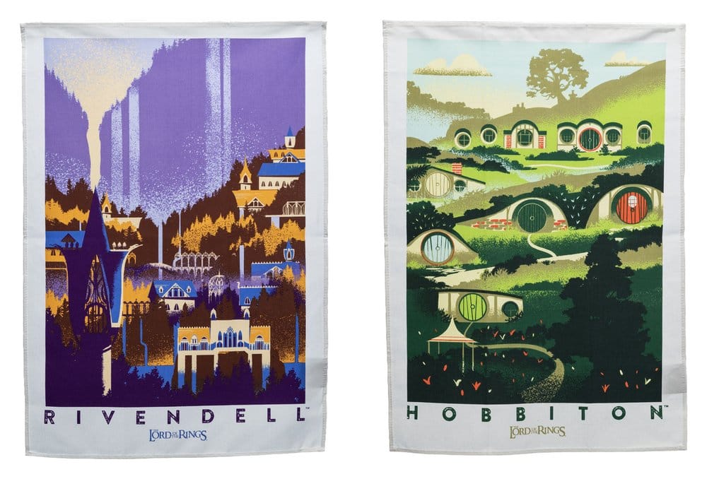 Weta Workshop Lord of the Rings utěrky 2-Pack Rivendell & Hobbiton 70 cm