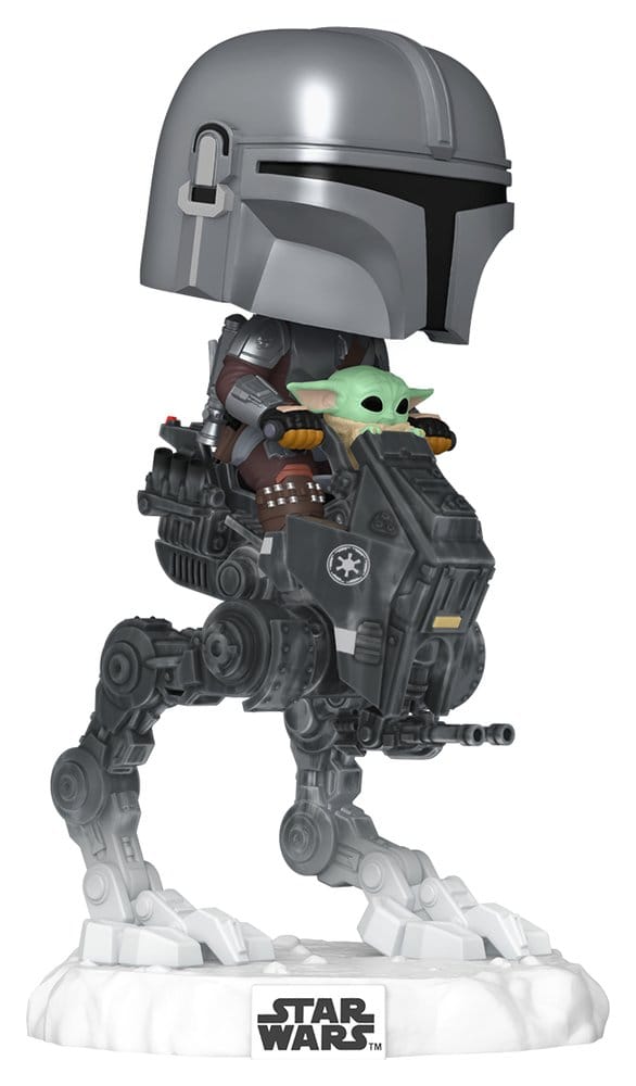 Funko Star Wars: The Mandalorian and Grogu POP! Rides Deluxe Vinylová Figurka The Mandalorian with Grogu in Imperial Remnant AT-RT 9 cm