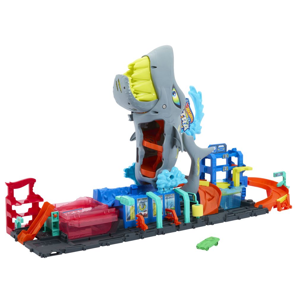 Mattel Hot Wheels City COLOR REVEAL automyčka se žralokem