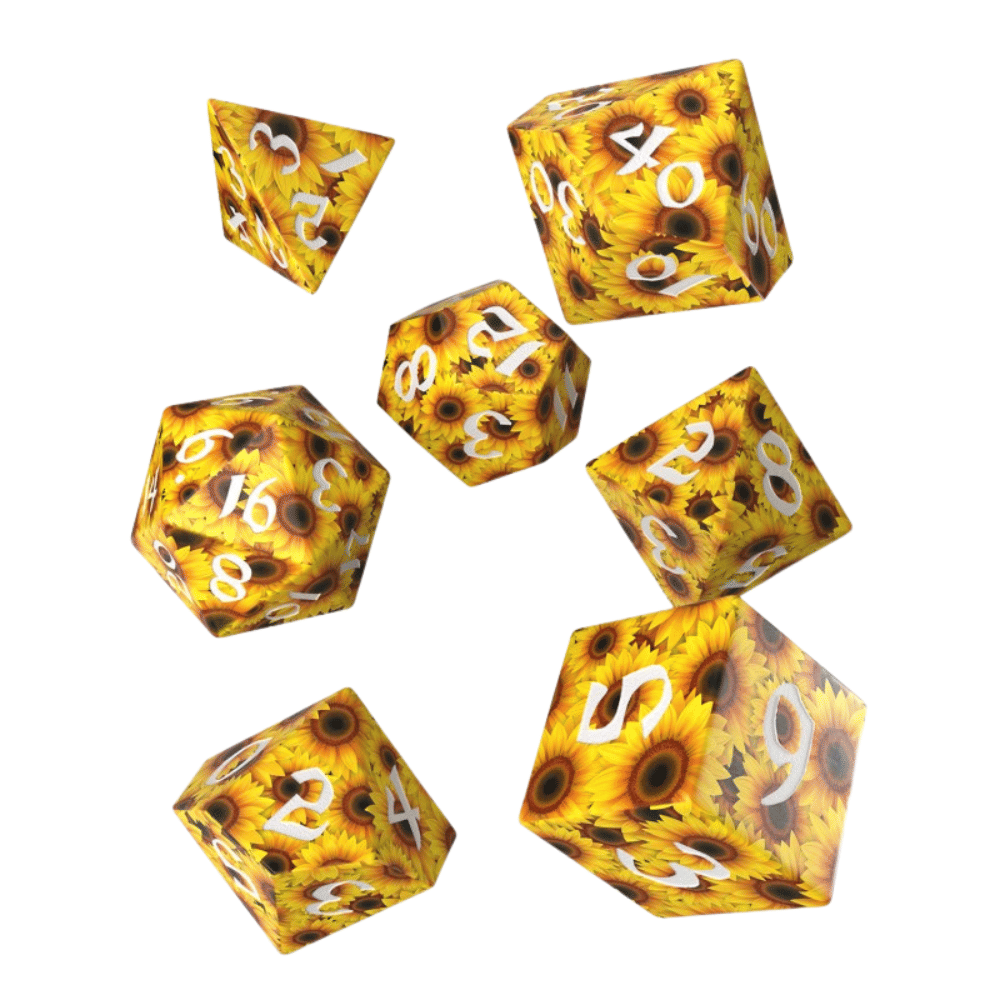 Q-workshop Sada kostek: Full Art Dice Set - Sunflower