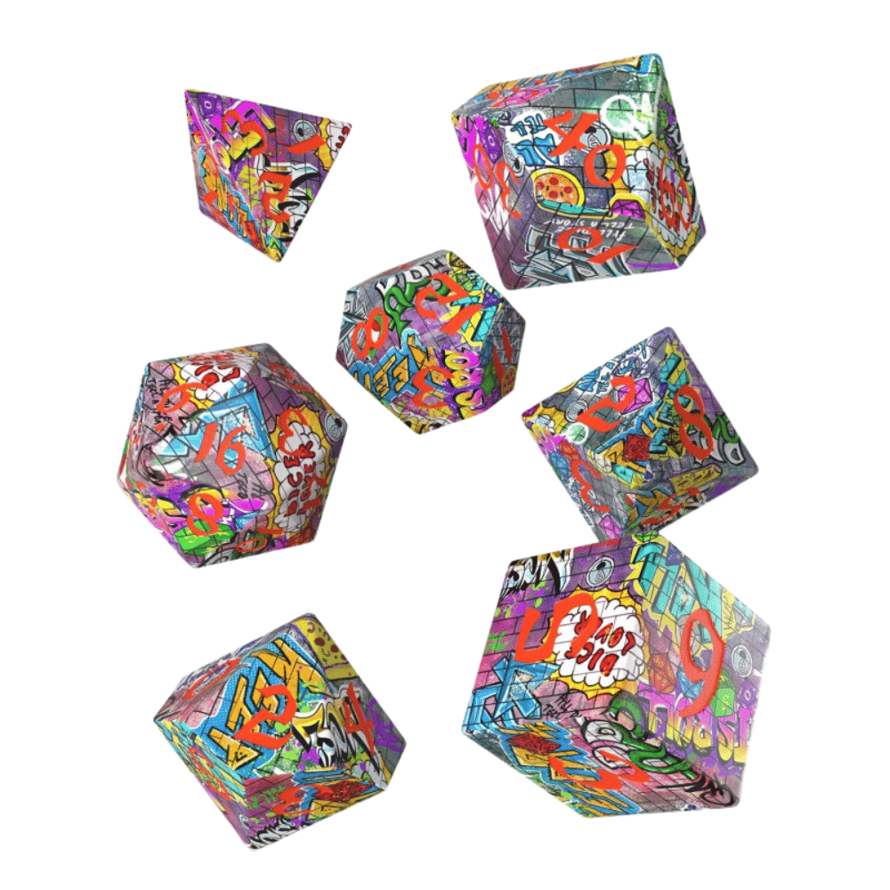 Q-workshop Sada kostek: Full Art Dice Set - Graffiti