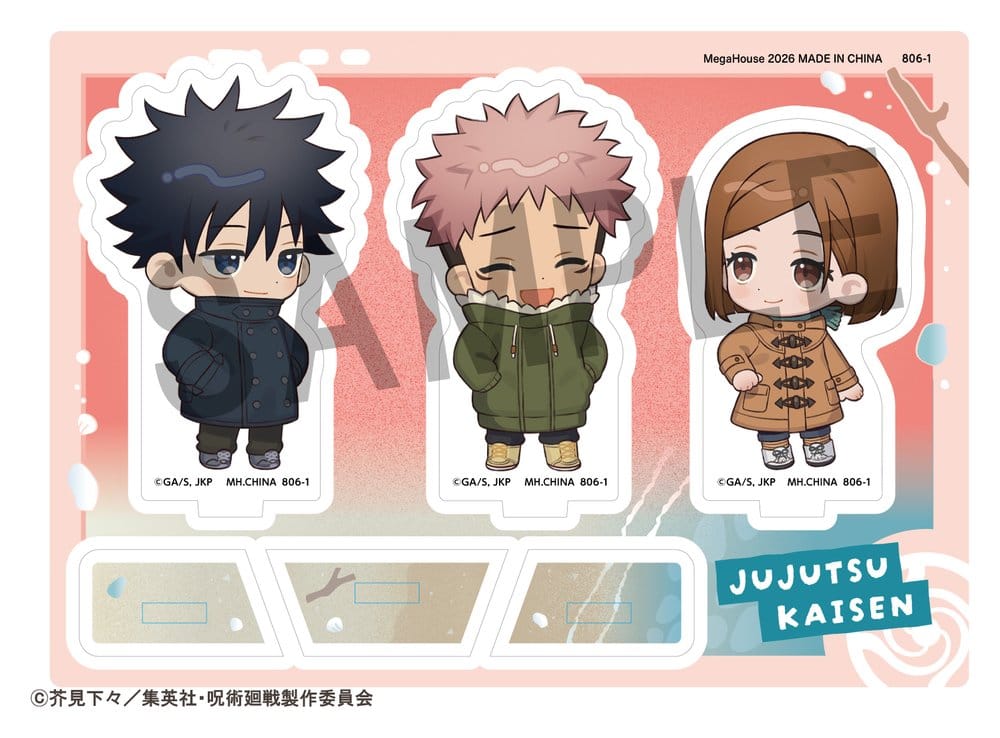 Megahouse Jujutsu Kaisen Buddycolle Akrylový stojan 5th Anniversary C Megumi Fushiguro, Yuji Itadori & Nobara Kugisaki 10 cm