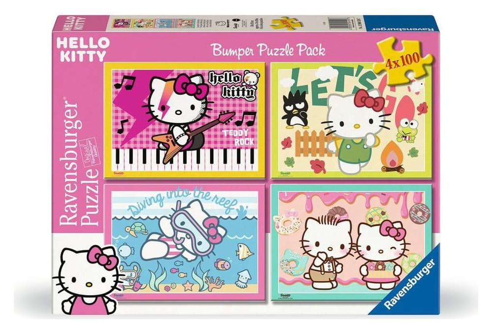 Ravensburger Hello Kitty Puzzle 4-Pack Let's Go, Hello Kitty! (4x100 Pieces)
