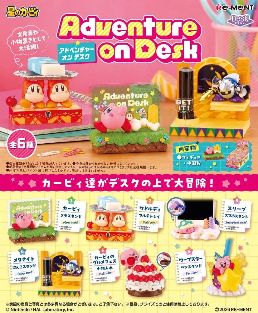 Re-Ment Kirby Adventure on Desk Mini Figurky Blind Box Display (6)