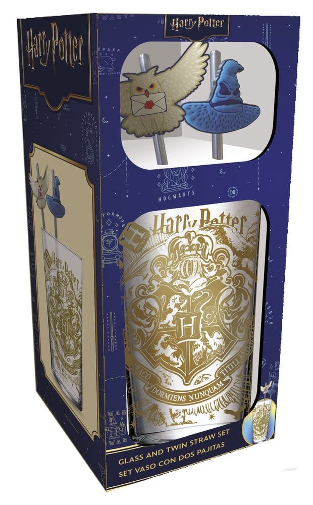 Stor Harry Potter Skleněná sklenice s brčky Magic & Mayhem 485 ml