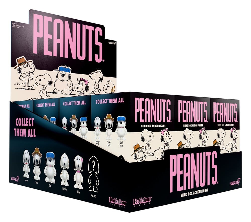 Super7 Peanuts ReAction Akční Figurka Snoopy's Siblings Wave 10 Blind Box 10 cm Display (12)