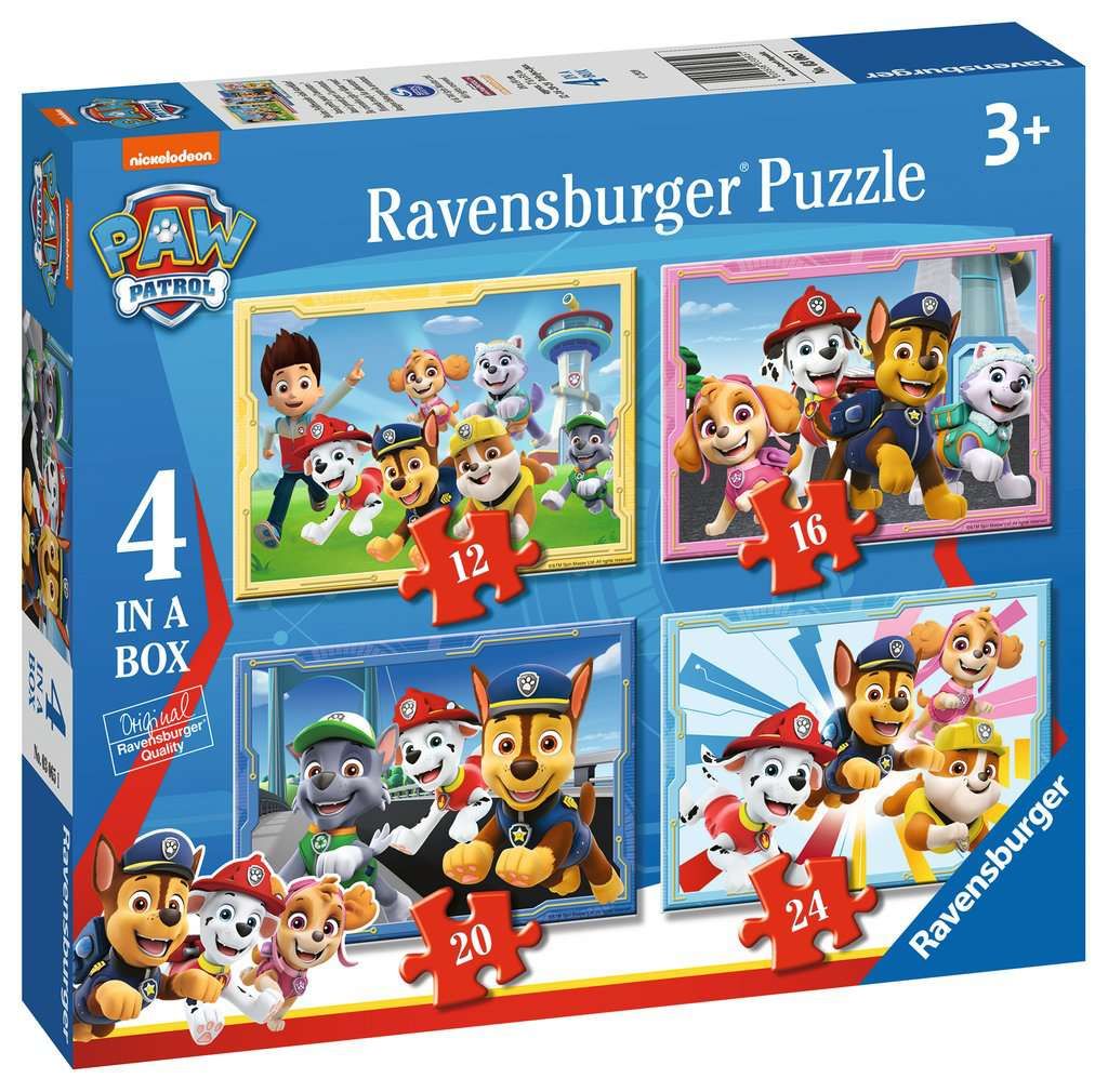 Ravensburger Tlapková patrola - puzzle - 4 v 1 - 12/16/20/24 dílků