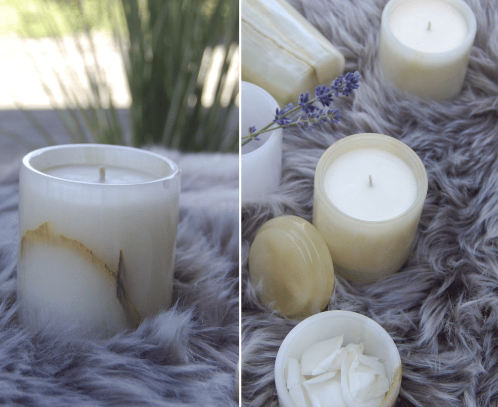 Svíčky v minerálním kameni ONYX