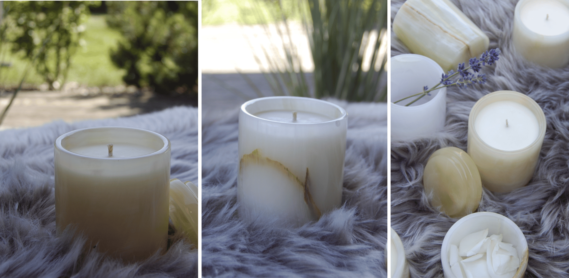 Svíčky v minerálním kameni ONYX