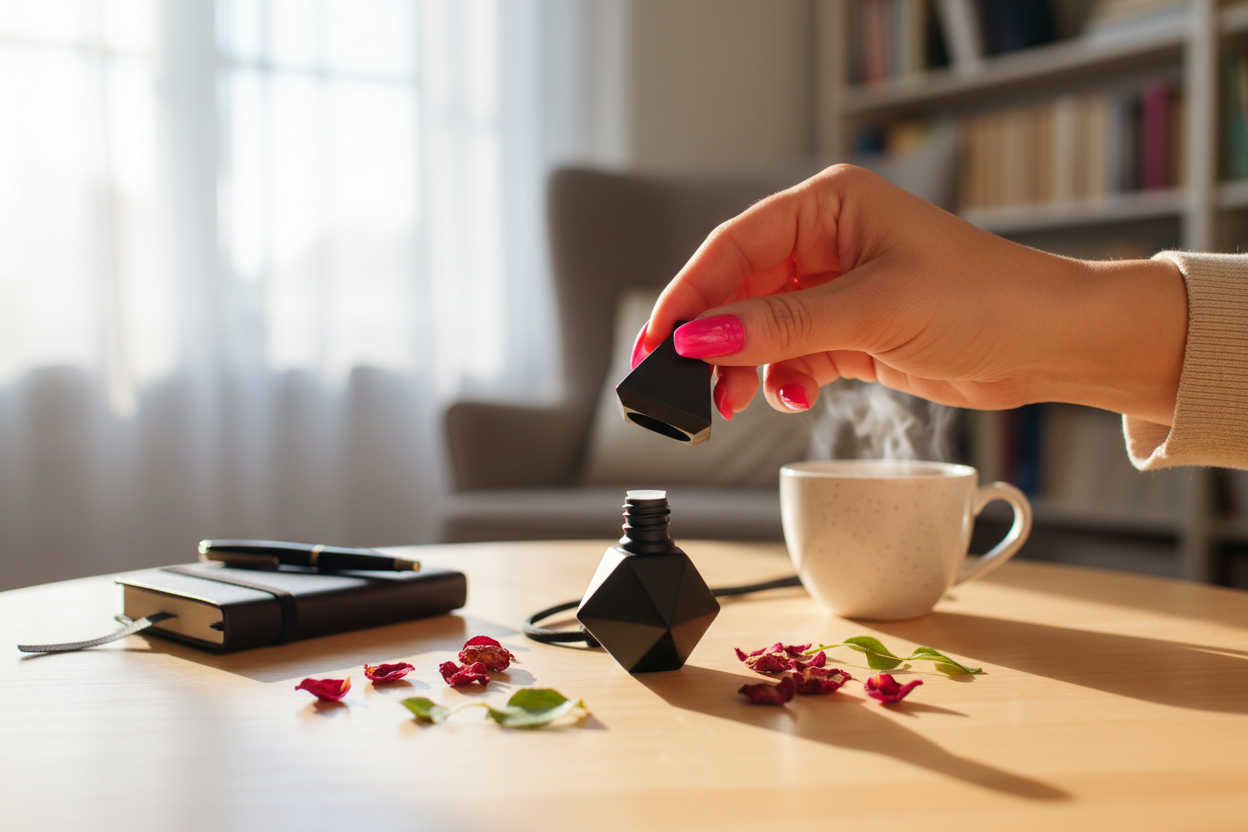 Vůně do auta FREYA – Švestka, růže, vanilka & pačuli | 8 ml