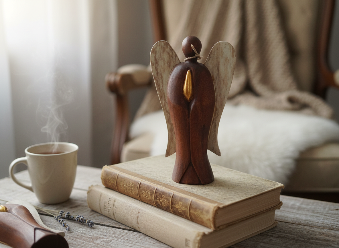 Hati Hati Anděl z mangového dřeva 20cm I