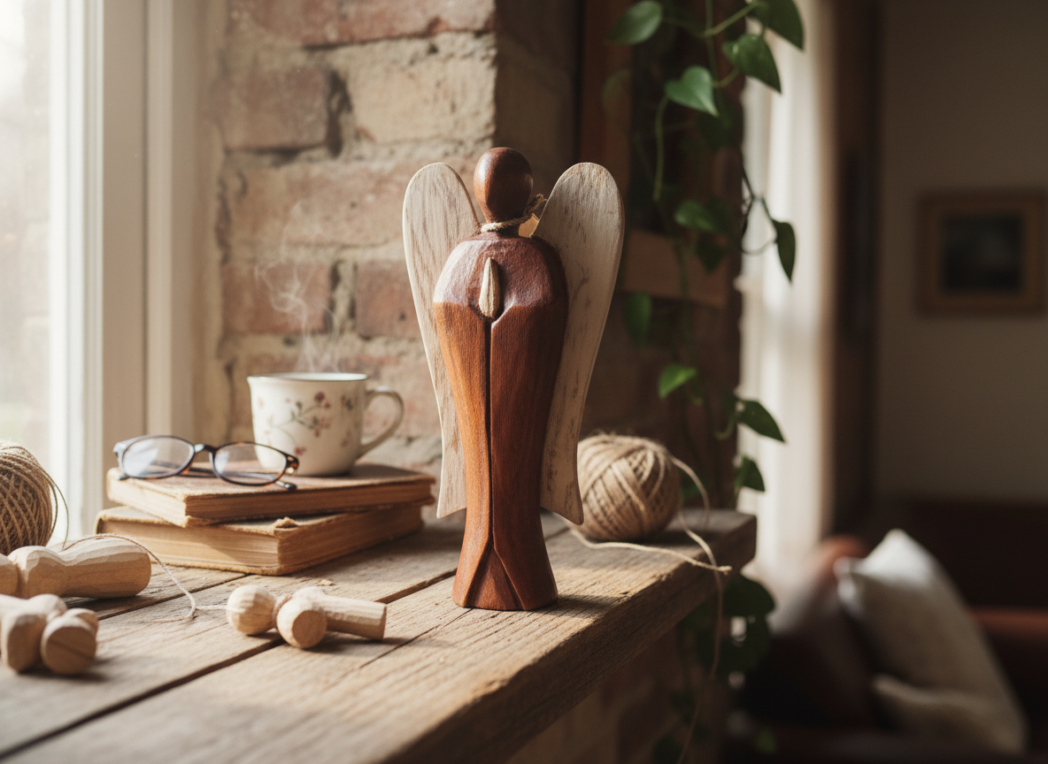 Hati Hati Anděl z mangového dřeva 20cm II