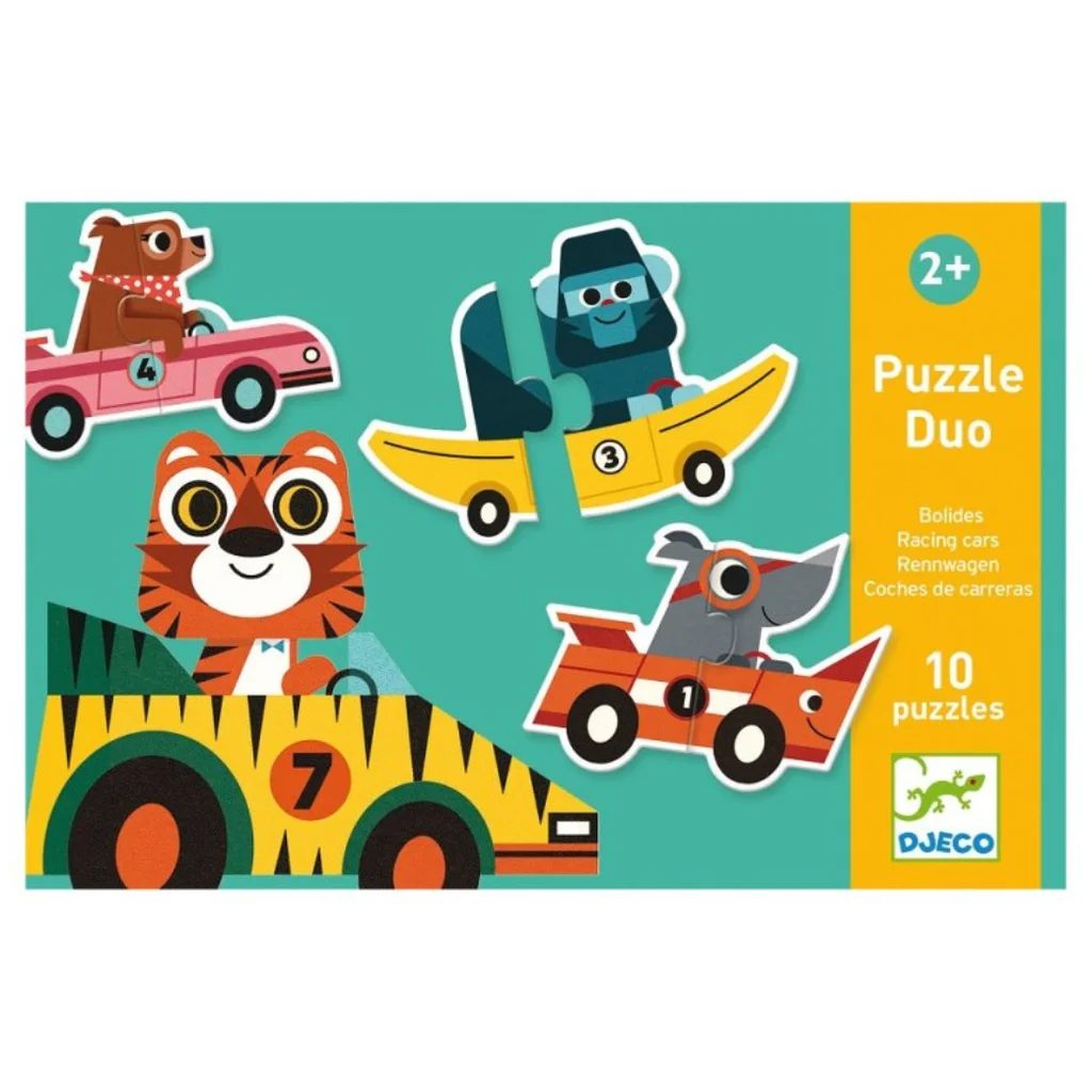 Djeco Duo puzzle Závodní auta – balení hry