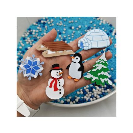 Sada zimních miniaturních hraček 6 ks