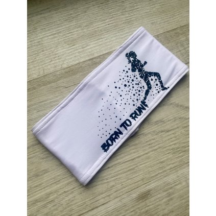 Drexiss funkční čelenka bílá Born to Run DOSPĚLÁ  podzim/zima, obvod 53cm+