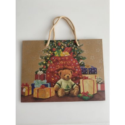 Vánoční dárková taška papírová Medvídek 18 x 24 cm