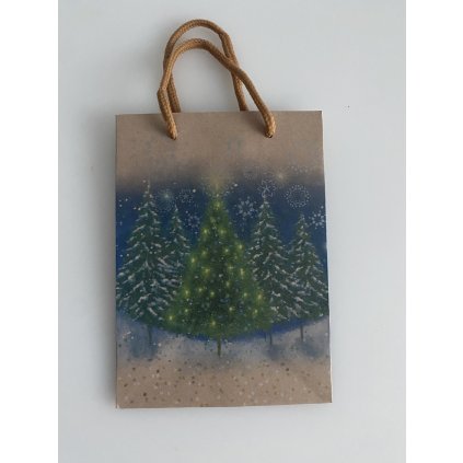 Vánoční taštička Zimní krajina 18x13 cm
