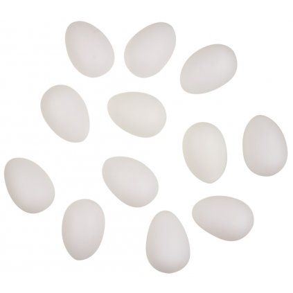 Vajíčka plastová bílá  bez šňůrky, 6 cm, 12 ks v balení