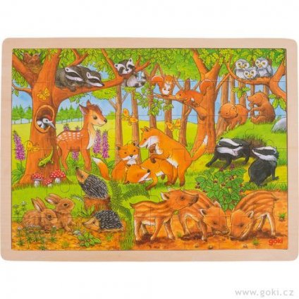 GOKI Dřevěné puzzle - 48 dílků -  V lese