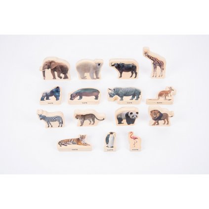 TickiT Dřevěné bloky -Divoká zvířata 15 ks