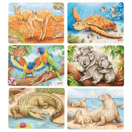 GOKI Dřevěné puzzle MINI - Australská zvířátka 24 dílků