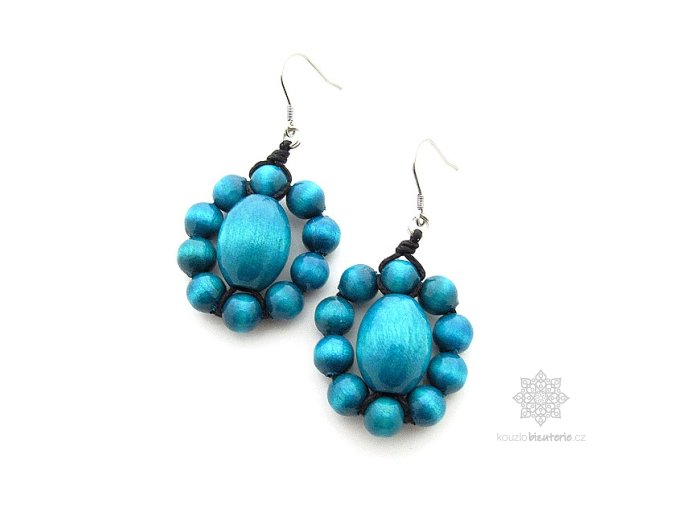 dřevěné náušnice tyrkysové