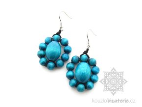 dřevěné náušnice tyrkysové