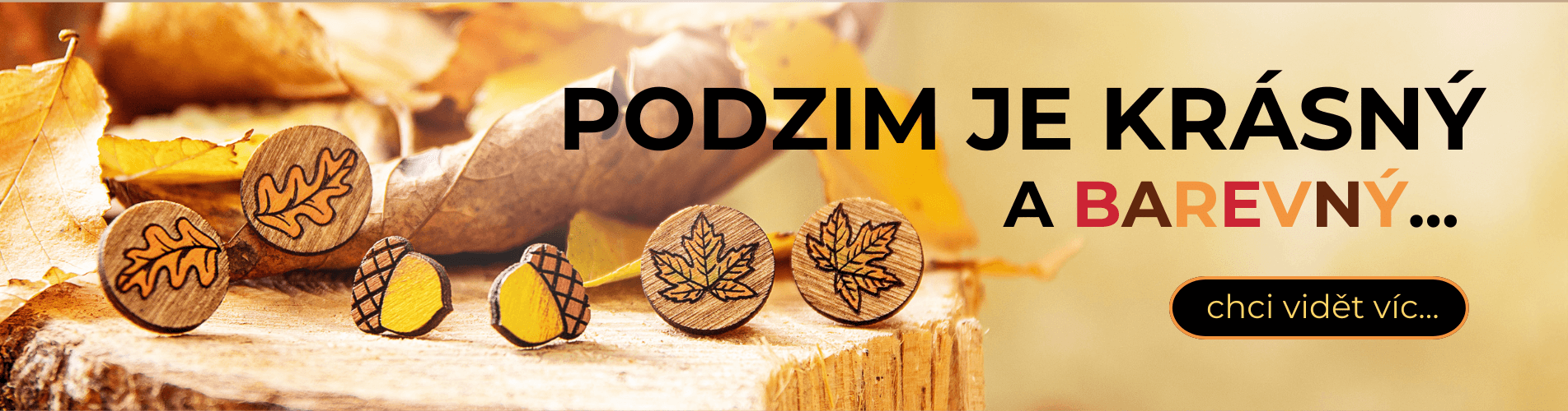 Podzimní banner PC Kouzlo Myšlenky, dřevěné šperky