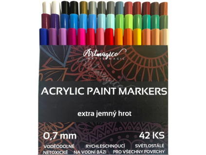 Artmagico akrylový popisovač s Extra jemným hrotem (0,7 mm) 42 ks