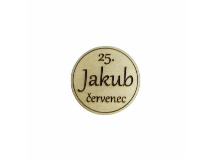 drevena magnetka se jmenem jakub a svatkem