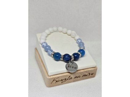 Tajemství oceánu – dámský náramek z achátu, angelitu a jaspisu