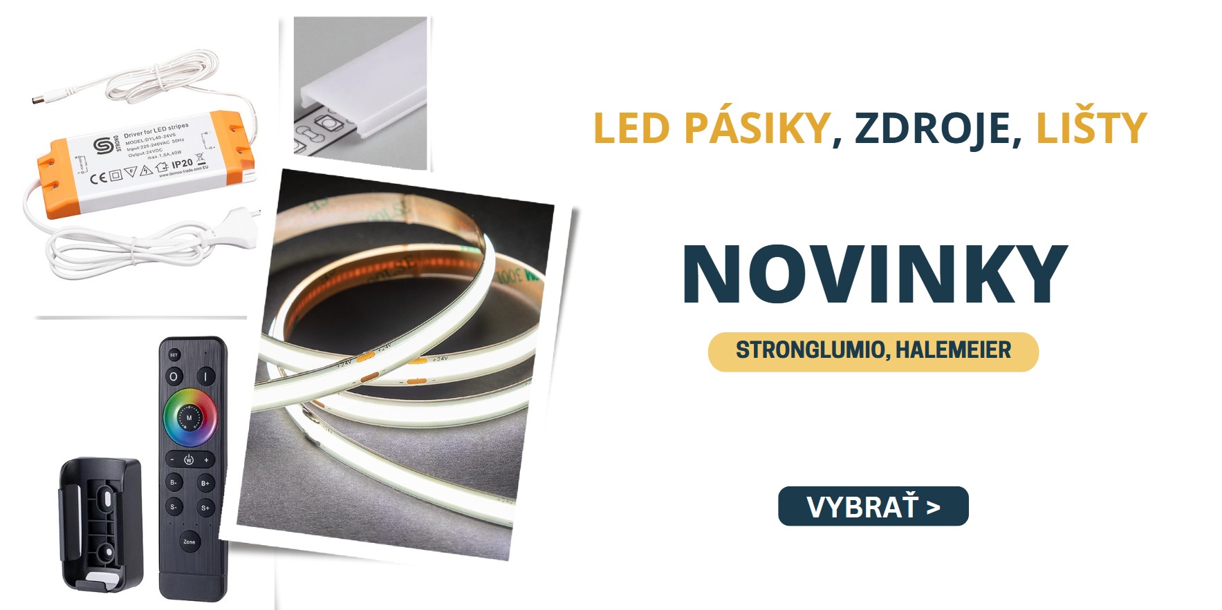 LED pásiky, zdroje, lišty