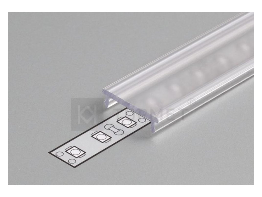 StrongLumio krycia lišta F k LED profilom 14 naklápavacia priesvitná 3000mm