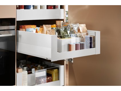 K-BLUM Merivobox E Boxcap 550 mm, 40 kg, biela, vnútorná, sklo