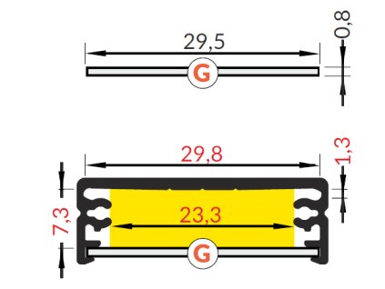 StrongLumio krycia lišta G k profilu Wide naklápavacia/výsuvná mliečna 2000mm