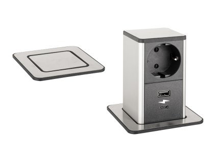 25900 strongpower powerup zasuvka 1x230v usb a c nabijanie nerez schuko