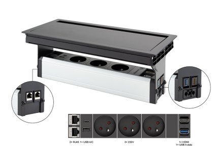 32983 versaflap mono 2 0 3x230v 2xrj45 1xhdmi 1xusb a c 1xusb data cierna matna