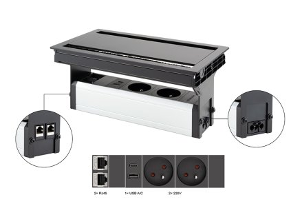 33001 versaflap dual 2 0 2x 230v 2x rj45 1x usb a c cierna matna