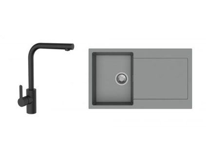 K-StrongSinks S3 Set drez Zala 860x500mm granit šedá + Batéria Ipoly čierna