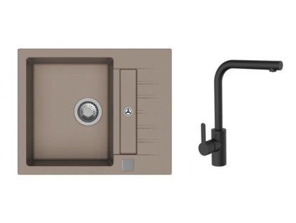 K-StrongSinks S3 Set drez Vardar 615x500mm granit béžová + Batéria Ipoly čierna