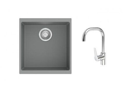 K-StrongSinks S3 Set drez Hron 430x460mm granit šedá + Batéria Garonne chróm