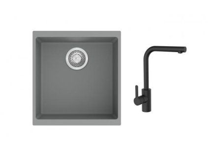 K-StrongSinks S3 Set drez Hron 430x460mm granit šedá + Batéria Ipoly čierna