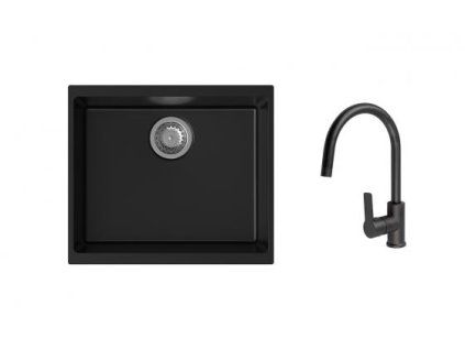 K-StrongSinks S3 Set drez Hron 530x460mm granit čierna + Batéria Loira čierna