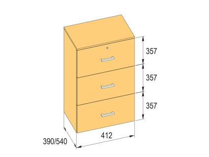 K-BBP Kartotéka typ R3 pre vnútornú šírku 412 mm/390 mm, výška 1076 mm s